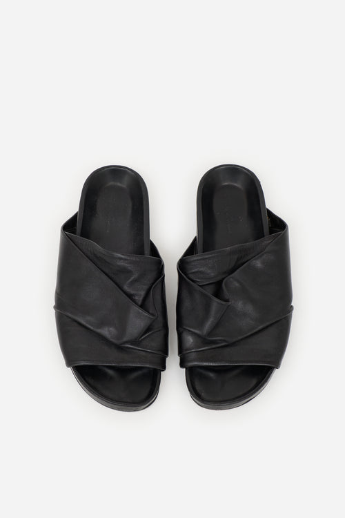 Rick Owens Leather Gathered Slide