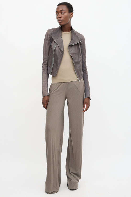 Rick Owens Leather High Neck Jacket