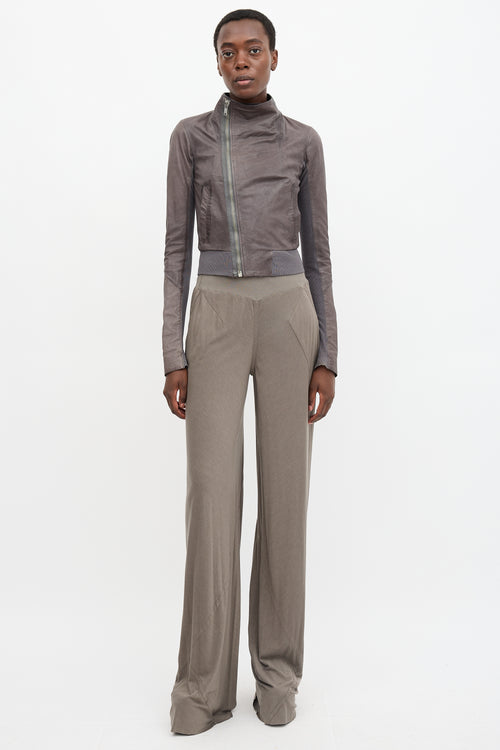 Rick Owens Leather High Neck Jacket