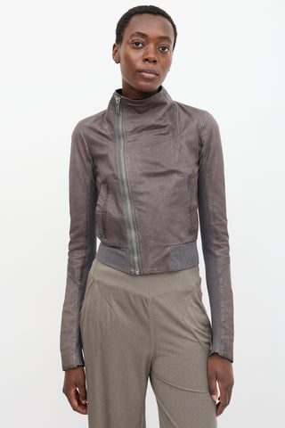 Rick Owens Leather High Neck Jacket