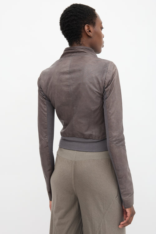 Rick Owens Leather High Neck Jacket