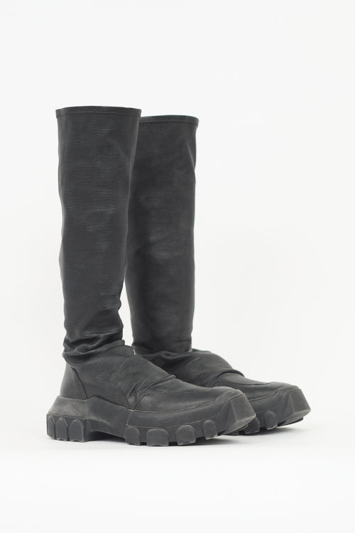 Rick Owens Leather Tractor Sock Boot