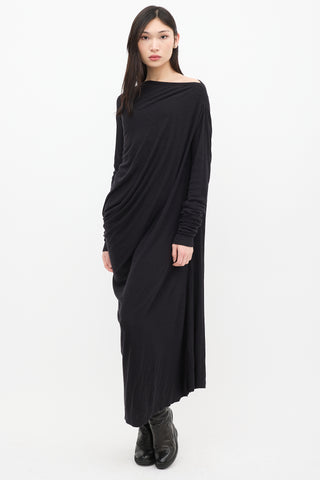 Rick Owens Lilies Black Asymmetrical Maxi Dress