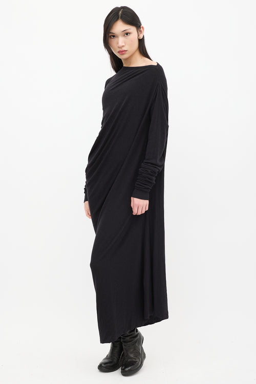 Rick Owens Lilies Black Asymmetrical Maxi Dress