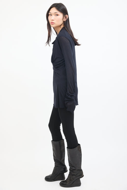 Rick Owens Lilies Black Jersey Cowl Neck Top