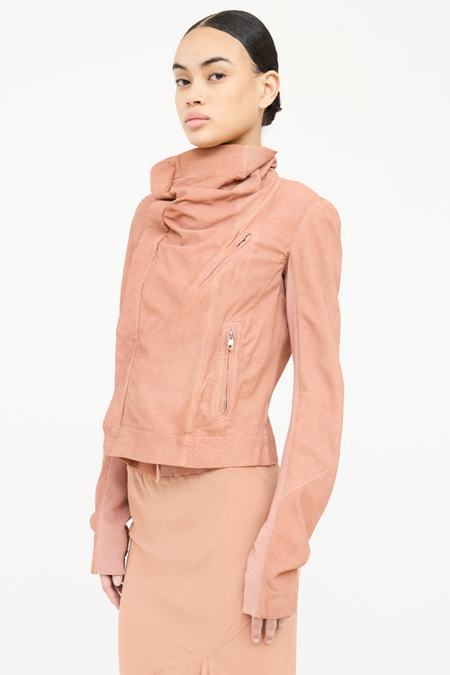 Rick Owens Leather Asymmetrical Biker Jacket