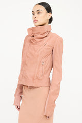 Rick Owens Leather Asymmetrical Biker Jacket