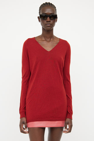 Rick Owens FW19 Red Long Sleeve Top