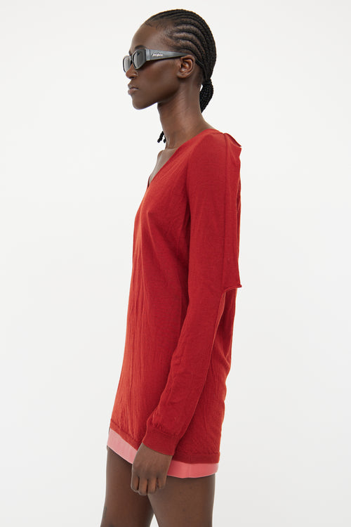 Rick Owens FW19 Red Long Sleeve Top