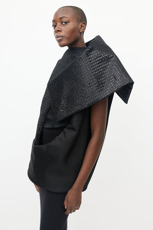 Rick Owens SS 2018 Black Asymmetrical Structured Sequin Dress