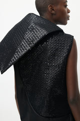 Rick Owens SS 2018 Black Asymmetrical Structured Sequin Dress