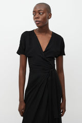 Rick Owens SS 19 Black Silk Wrap Dress