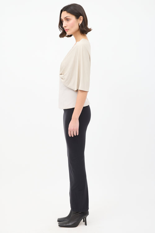 Rick Owens SS 2011 Beige V-Neck Gathered Top