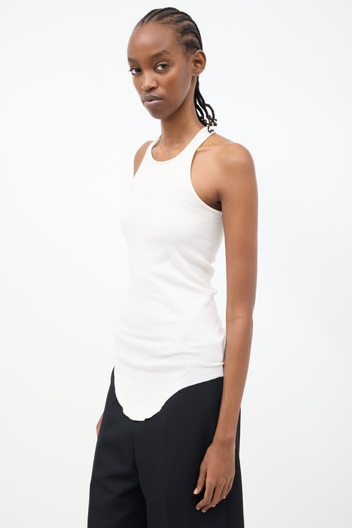 Rick Owens SS 2018 Cream Curved Hem Tank Top