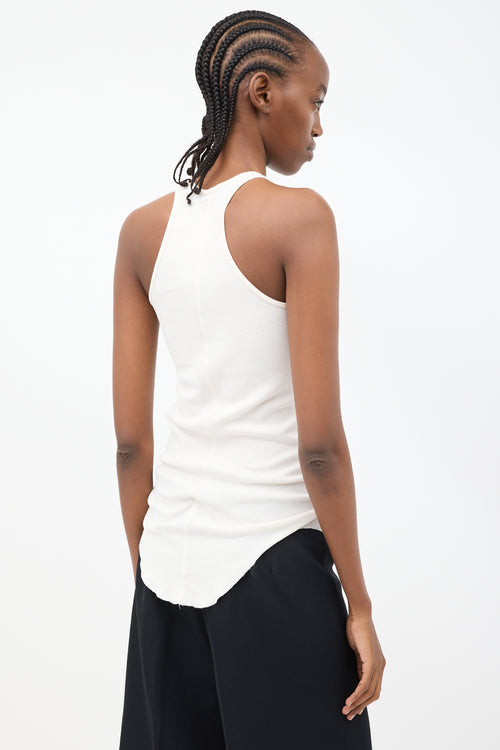 Rick Owens SS 2018 Cream Curved Hem Tank Top