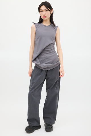 Rick Owens SS 2018 Grey Gathered Darted Top