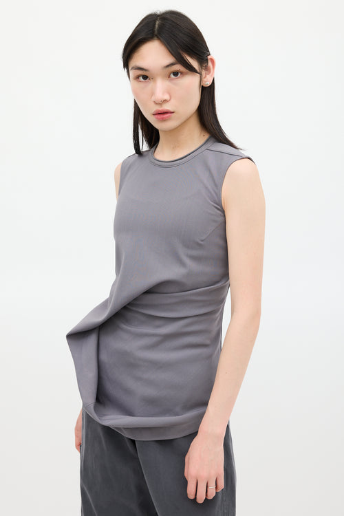 Rick Owens SS 2018 Grey Gathered Darted Top