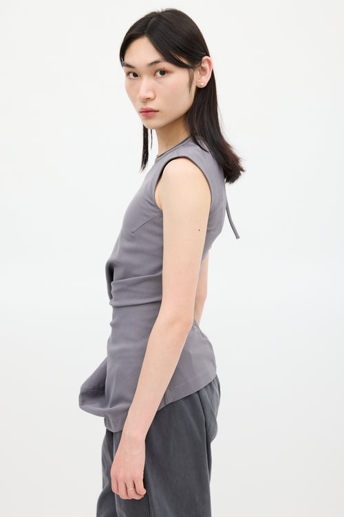 Rick Owens SS 2018 Grey Gathered Darted Top