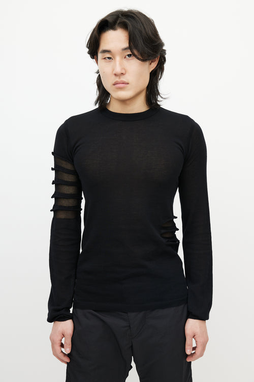 Rick Owens SS 2019 Black Mesh Cut Out Sweater