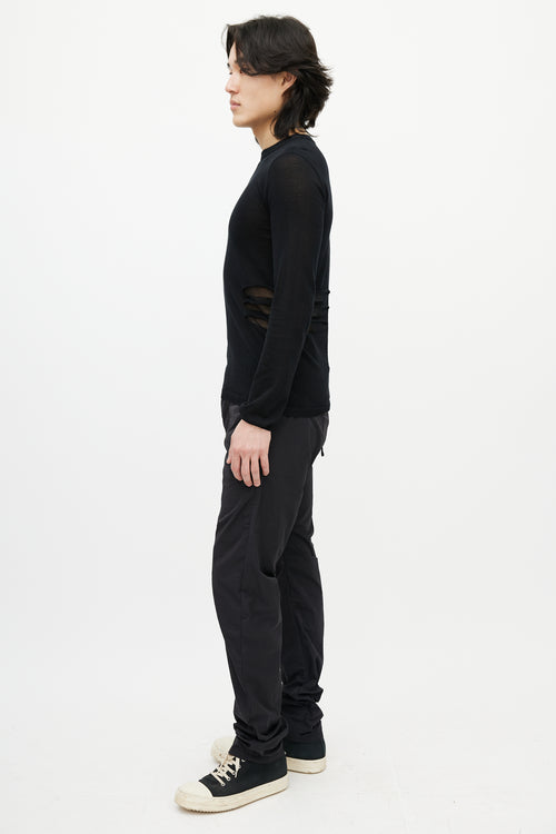 Rick Owens SS 2019 Black Mesh Cut Out Sweater