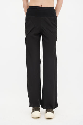 Rick Owens SS 2021 Black Silk Straight Leg Pant