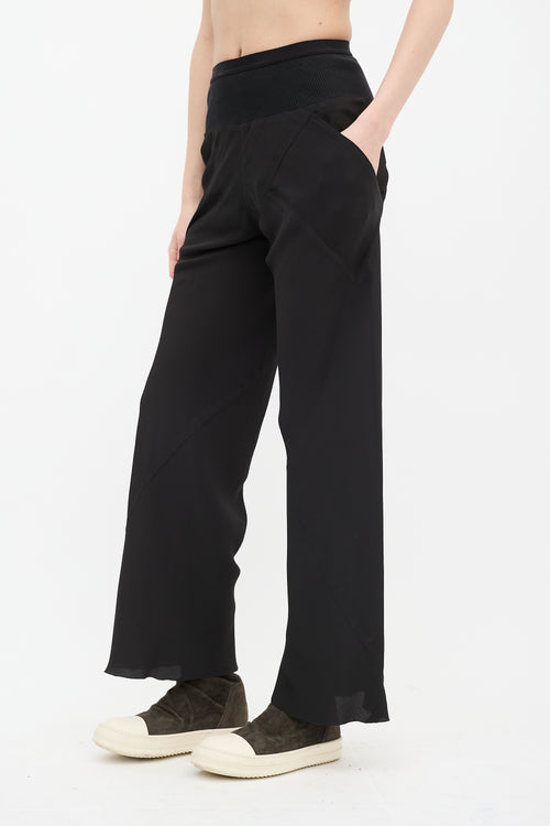 Rick Owens SS 2021 Black Silk Straight Leg Pant