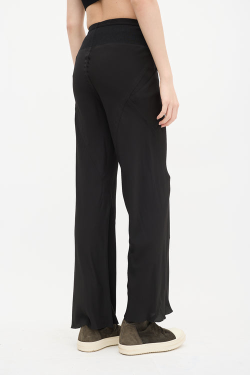 Rick Owens SS 2021 Black Silk Straight Leg Pant