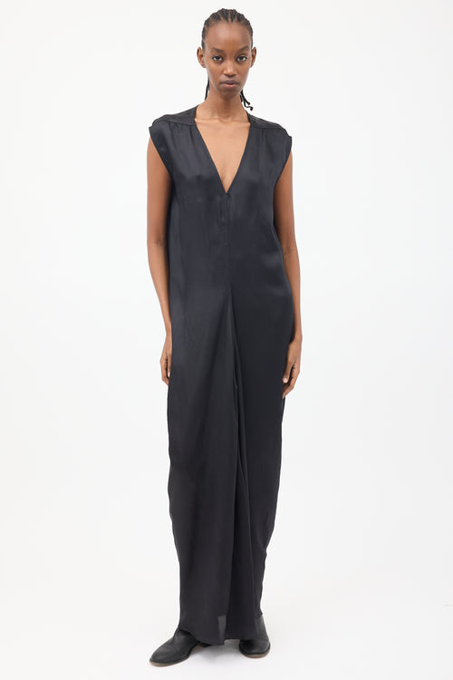 Rick Owens SS 2023 Black Efdu V-Neck Slip Dress