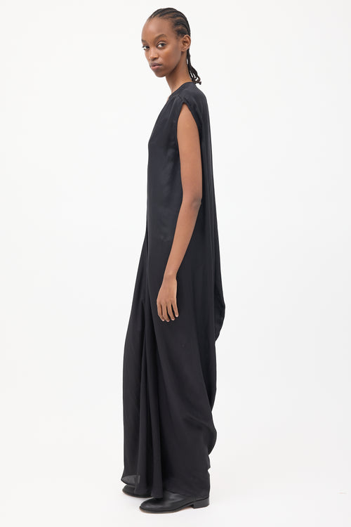 Rick Owens SS 2023 Black Efdu V-Neck Slip Dress