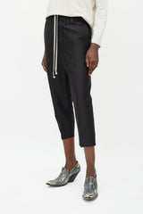 Rick Owens SS 23 Black Linen Cropped Trouser
