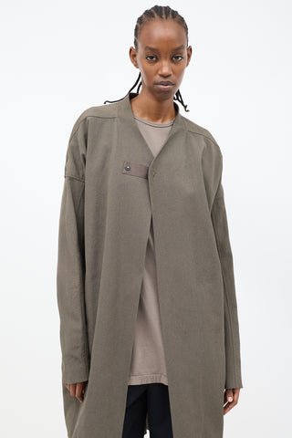 Rick Owens Taupe Cotton Mid Length Cocoon Coat