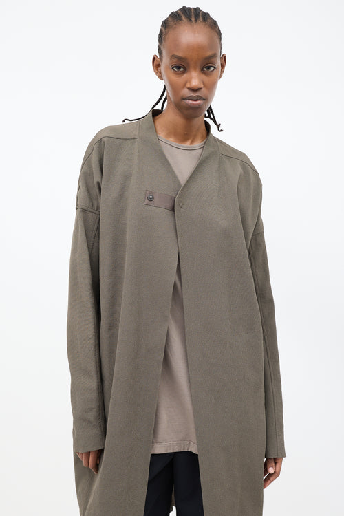 Rick Owens Taupe Cotton Mid Length Cocoon Coat