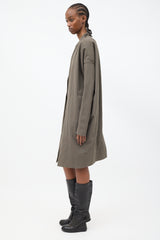 Rick Owens Taupe Cotton Mid Length Cocoon Coat