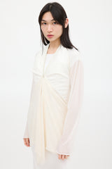 Rick Owens White Silk Structured Cardigan