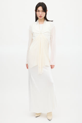 Rick Owens White Silk Structured Cardigan