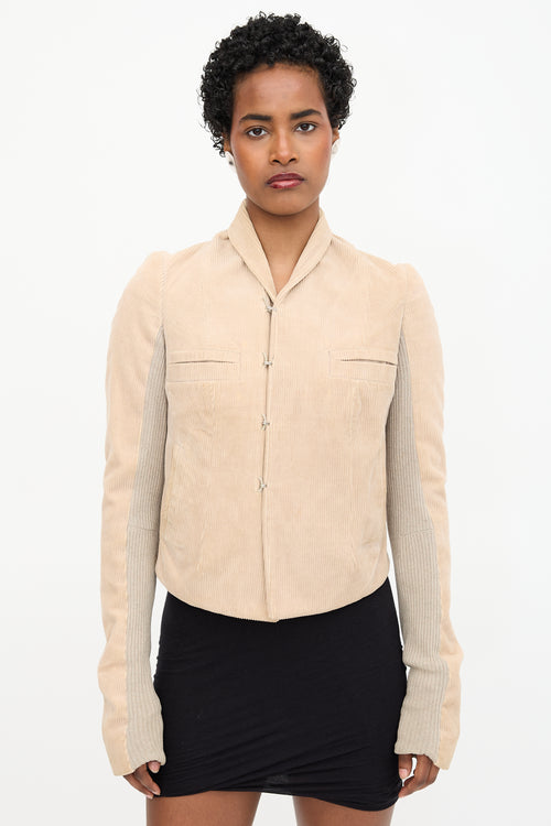 Rick Owens 2002 Corduroy Shawl Jacket