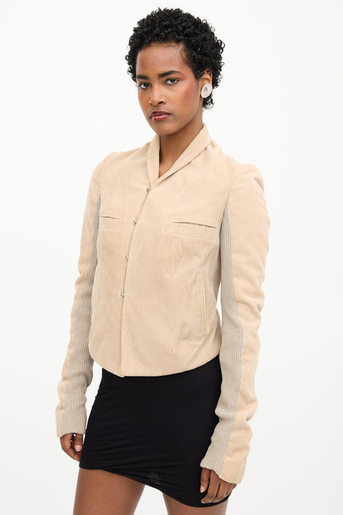 Rick Owens 2002 Corduroy Shawl Jacket