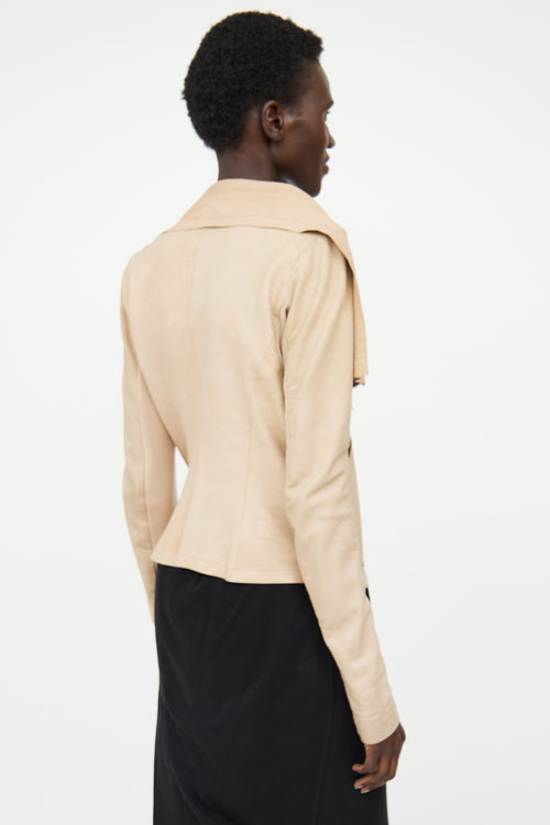 Rick Owens Beige Leather Asymmetrical Jacket