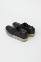 Rick Owens Black Leather & Clear Sole Boat Sneaker
