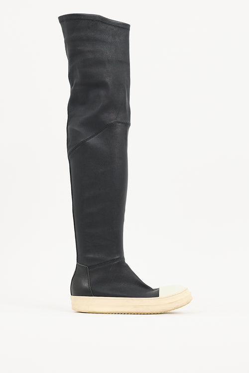 Rick Owens Black Leather Stocking Boot