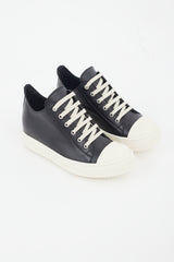 Rick Owens Black & White Leather Ramones Low Sneaker