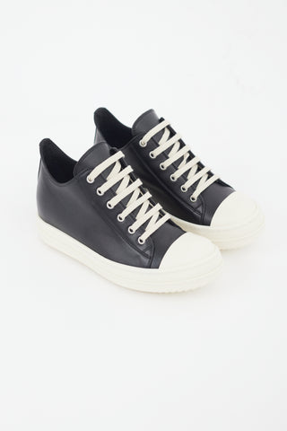Rick Owens Black & White Leather Ramones Low Sneaker