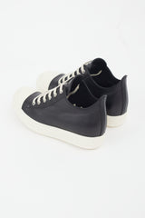 Rick Owens Black & White Leather Ramones Low Sneaker