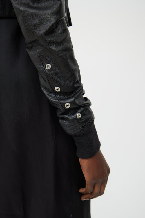 Rick Owens Black Leather Cropped Jacket