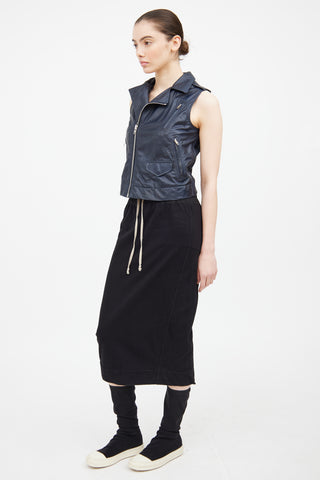 Rick Owens DRKSHDW Black Cotton Midi Skirt