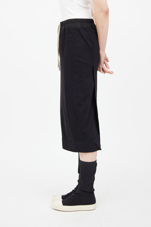 Rick Owens DRKSHDW Black Cotton Midi Skirt