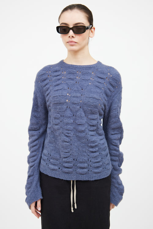 Rick Owens FW 2020 Lapis Blue Eyelet Sweater