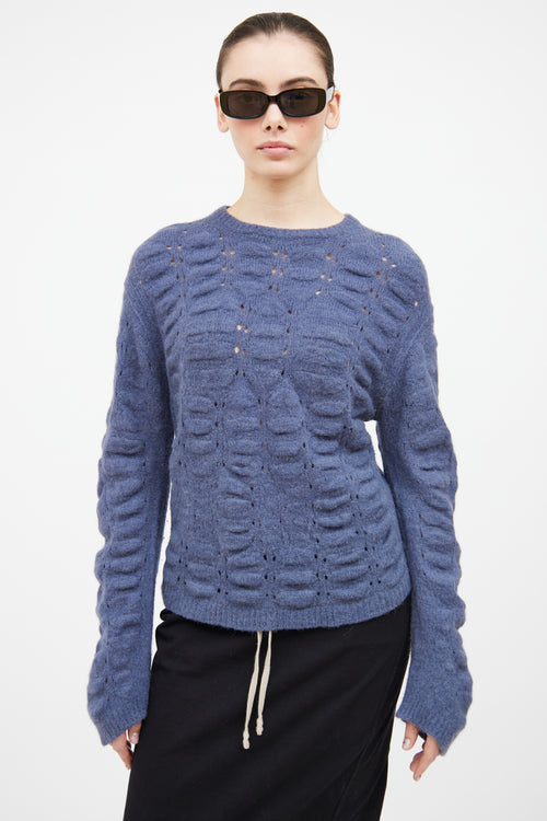 Rick Owens FW 2020 Lapis Blue Eyelet Sweater