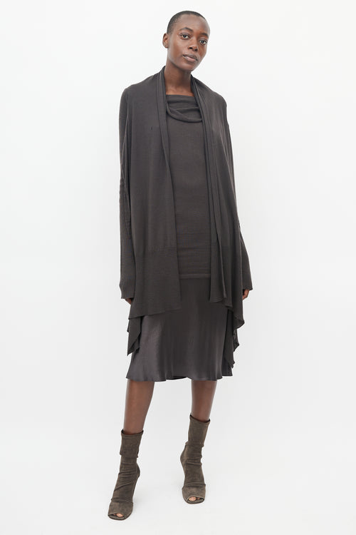 Rick Owens Brown Knit Wrap Cardigan & Tunic Set
