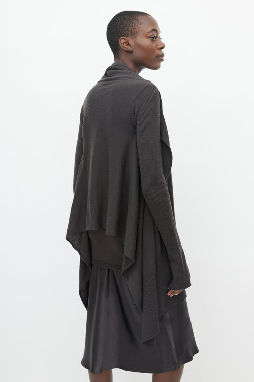Rick Owens Brown Knit Wrap Cardigan & Tunic Set